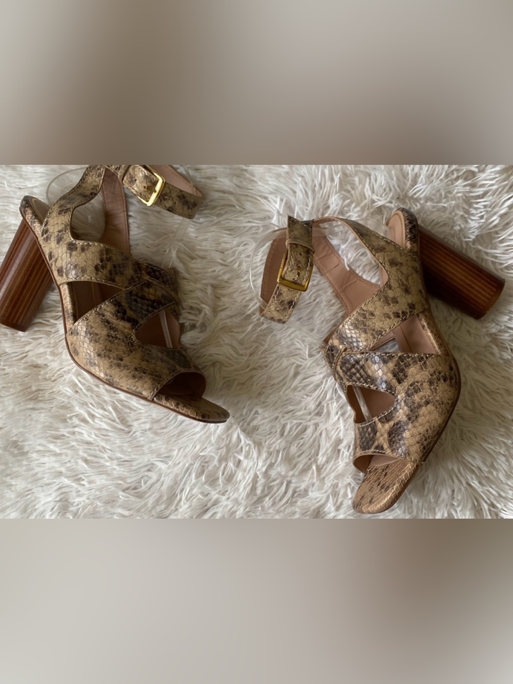 City reina snake skin heels sandals, size 10B